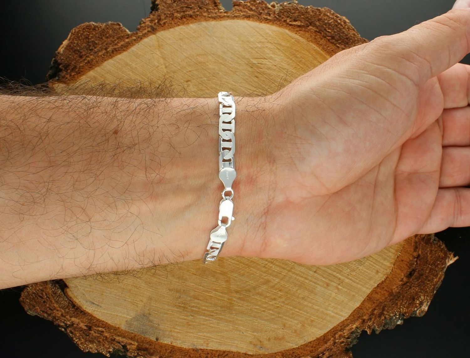 Bransoletka męska ze srebra próby 925 – model DALLAS-180-925, splot Gucci 6 mm, długość 22 cm, waga 13,40 g. Stylowa i solidna biżuteria męska z karabińczykiem.1.jpg